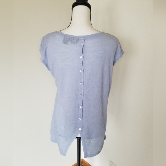☀️ Tahari Linen Sleeveless Shirt - Blue - Picture 3 of 4